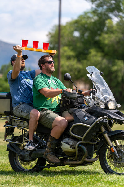 Two men on a motorcycle